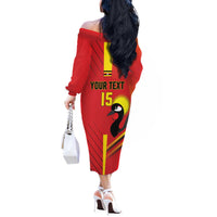 Custom Uganda Basketball Off The Shoulder Long Sleeve Dress Go Silverbacks - Wonder Print Shop