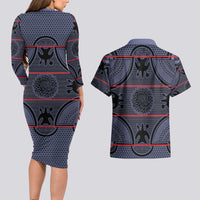 Lesotho Seanamarena Couples Matching Long Sleeve Bodycon Dress and Hawaiian Shirt Basotho Traditional Blanket Style - Serenity - Wonder Print Shop