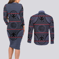 Lesotho Seanamarena Couples Matching Long Sleeve Bodycon Dress and Long Sleeve Button Shirt Basotho Traditional Blanket Style - Serenity - Wonder Print Shop