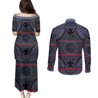 Lesotho Seanamarena Couples Matching Puletasi and Long Sleeve Button Shirt Basotho Traditional Blanket Style - Serenity - Wonder Print Shop