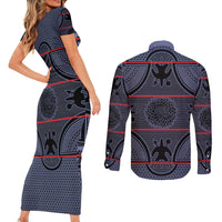 Lesotho Seanamarena Couples Matching Short Sleeve Bodycon Dress and Long Sleeve Button Shirt Basotho Traditional Blanket Style - Serenity - Wonder Print Shop
