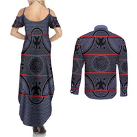 Lesotho Seanamarena Couples Matching Summer Maxi Dress and Long Sleeve Button Shirt Basotho Traditional Blanket Style - Serenity - Wonder Print Shop