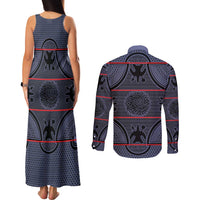 Lesotho Seanamarena Couples Matching Tank Maxi Dress and Long Sleeve Button Shirt Basotho Traditional Blanket Style - Serenity - Wonder Print Shop