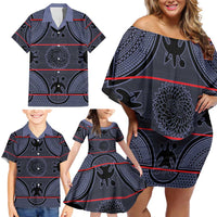 Lesotho Seanamarena Family Matching Off Shoulder Short Dress and Hawaiian Shirt Basotho Traditional Blanket Style - Serenity - Wonder Print Shop
