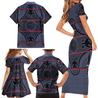 Lesotho Seanamarena Family Matching Short Sleeve Bodycon Dress and Hawaiian Shirt Basotho Traditional Blanket Style - Serenity - Wonder Print Shop