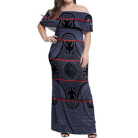 Lesotho Seanamarena Off Shoulder Maxi Dress Basotho Traditional Blanket Style - Serenity - Wonder Print Shop