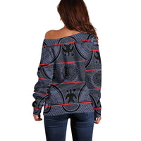 Lesotho Seanamarena Off Shoulder Sweater Basotho Traditional Blanket Style - Serenity - Wonder Print Shop