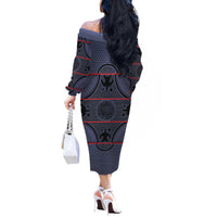 Lesotho Seanamarena Off The Shoulder Long Sleeve Dress Basotho Traditional Blanket Style - Serenity - Wonder Print Shop