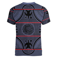 Lesotho Seanamarena Women V-Neck T-Shirt Basotho Traditional Blanket Style - Serenity - Wonder Print Shop