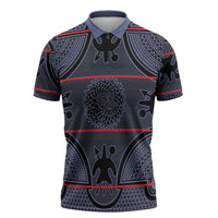 Lesotho Seanamarena Zipper Polo Shirt Basotho Traditional Blanket Style - Serenity - Wonder Print Shop