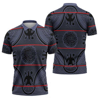 Lesotho Seanamarena Zipper Polo Shirt Basotho Traditional Blanket Style - Serenity - Wonder Print Shop