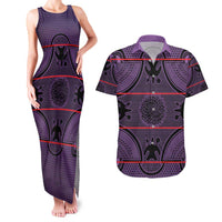 Lesotho Seanamarena Couples Matching Tank Maxi Dress and Hawaiian Shirt Basotho Traditional Blanket Style - Violet - Wonder Print Shop