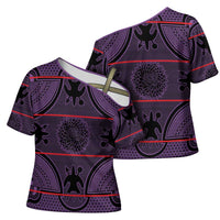 Lesotho Seanamarena Cross Shoulder Shirt Basotho Traditional Blanket Style - Violet - Wonder Print Shop