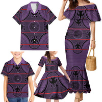 Lesotho Seanamarena Family Matching Mermaid Dress and Hawaiian Shirt Basotho Traditional Blanket Style - Violet - Wonder Print Shop