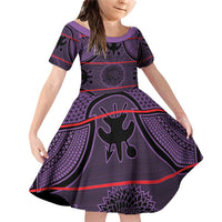 Lesotho Seanamarena Family Matching Off Shoulder Short Dress and Hawaiian Shirt Basotho Traditional Blanket Style - Violet - Wonder Print Shop