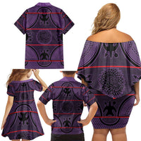 Lesotho Seanamarena Family Matching Off Shoulder Short Dress and Hawaiian Shirt Basotho Traditional Blanket Style - Violet - Wonder Print Shop
