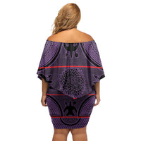 Lesotho Seanamarena Family Matching Off Shoulder Short Dress and Hawaiian Shirt Basotho Traditional Blanket Style - Violet - Wonder Print Shop