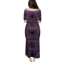 Lesotho Seanamarena Family Matching Puletasi and Hawaiian Shirt Basotho Traditional Blanket Style - Violet - Wonder Print Shop