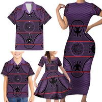 Lesotho Seanamarena Family Matching Short Sleeve Bodycon Dress and Hawaiian Shirt Basotho Traditional Blanket Style - Violet - Wonder Print Shop