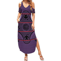 Lesotho Seanamarena Family Matching Summer Maxi Dress and Hawaiian Shirt Basotho Traditional Blanket Style - Violet - Wonder Print Shop