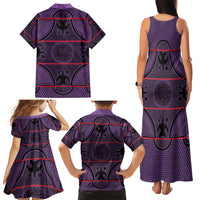 Lesotho Seanamarena Family Matching Tank Maxi Dress and Hawaiian Shirt Basotho Traditional Blanket Style - Violet - Wonder Print Shop
