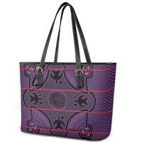 Lesotho Seanamarena Leather Tote Bag Basotho Traditional Blanket Style - Violet - Wonder Print Shop