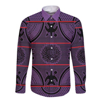 Lesotho Seanamarena Long Sleeve Button Shirt Basotho Traditional Blanket Style - Violet - Wonder Print Shop