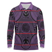 Lesotho Seanamarena Long Sleeve Polo Shirt Basotho Traditional Blanket Style - Violet - Wonder Print Shop
