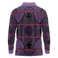 Lesotho Seanamarena Long Sleeve Polo Shirt Basotho Traditional Blanket Style - Violet - Wonder Print Shop