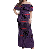 Lesotho Seanamarena Off Shoulder Maxi Dress Basotho Traditional Blanket Style - Violet - Wonder Print Shop