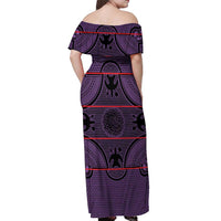 Lesotho Seanamarena Off Shoulder Maxi Dress Basotho Traditional Blanket Style - Violet - Wonder Print Shop