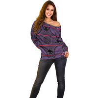 Lesotho Seanamarena Off Shoulder Sweater Basotho Traditional Blanket Style - Violet - Wonder Print Shop