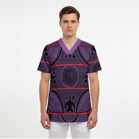 Lesotho Seanamarena Scrub Top Basotho Traditional Blanket Style - Violet - Wonder Print Shop