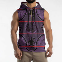 Lesotho Seanamarena Sleeveless Zip Hoodie Basotho Traditional Blanket Style - Violet - Wonder Print Shop