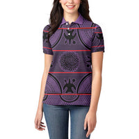 Lesotho Seanamarena Women Polo Shirt Basotho Traditional Blanket Style - Violet - Wonder Print Shop