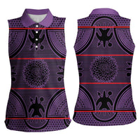 Lesotho Seanamarena Women Sleeveless Polo Shirt Basotho Traditional Blanket Style - Violet - Wonder Print Shop