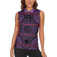 Lesotho Seanamarena Women Sleeveless Polo Shirt Basotho Traditional Blanket Style - Violet - Wonder Print Shop