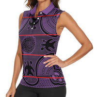 Lesotho Seanamarena Women Sleeveless Polo Shirt Basotho Traditional Blanket Style - Violet - Wonder Print Shop
