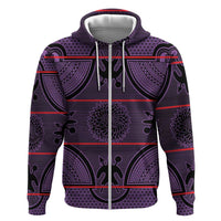 Lesotho Seanamarena Zip Hoodie Basotho Traditional Blanket Style - Violet - Wonder Print Shop