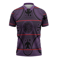 Lesotho Seanamarena Zipper Polo Shirt Basotho Traditional Blanket Style - Violet - Wonder Print Shop