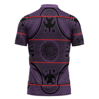 Lesotho Seanamarena Zipper Polo Shirt Basotho Traditional Blanket Style - Violet - Wonder Print Shop