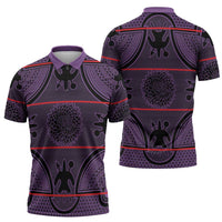 Lesotho Seanamarena Zipper Polo Shirt Basotho Traditional Blanket Style - Violet - Wonder Print Shop