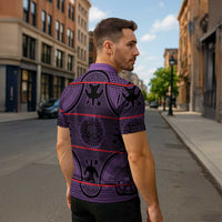 Lesotho Seanamarena Zipper Polo Shirt Basotho Traditional Blanket Style - Violet - Wonder Print Shop