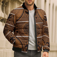 Lesotho Seanamarena Bomber Puffer Jacket Basotho Traditional Blanket Style - Orange - Wonder Print Shop