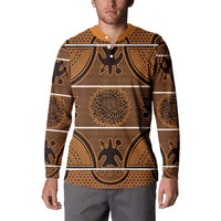 Lesotho Seanamarena Button Sweatshirt Basotho Traditional Blanket Style - Orange - Wonder Print Shop