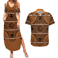 Lesotho Seanamarena Couples Matching Summer Maxi Dress and Hawaiian Shirt Basotho Traditional Blanket Style - Orange - Wonder Print Shop