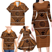 Lesotho Seanamarena Family Matching Long Sleeve Bodycon Dress and Hawaiian Shirt Basotho Traditional Blanket Style - Orange - Wonder Print Shop
