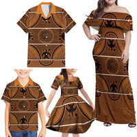 Lesotho Seanamarena Family Matching Off Shoulder Maxi Dress and Hawaiian Shirt Basotho Traditional Blanket Style - Orange - Wonder Print Shop