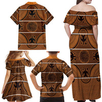 Lesotho Seanamarena Family Matching Off Shoulder Maxi Dress and Hawaiian Shirt Basotho Traditional Blanket Style - Orange - Wonder Print Shop