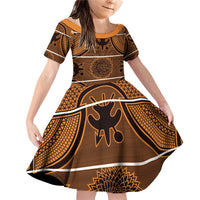 Lesotho Seanamarena Family Matching Off Shoulder Short Dress and Hawaiian Shirt Basotho Traditional Blanket Style - Orange - Wonder Print Shop